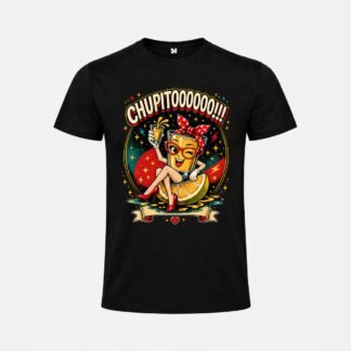 Camiseta "Chupitoooo!!!" — Mujer, Negro
